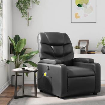 Sillón de masaje reclinable de cuero sintético negro Vidaxl con funciones de masaje, diseño ergonómico, reposabrazos acolchados, base estable y fácil mantenimiento