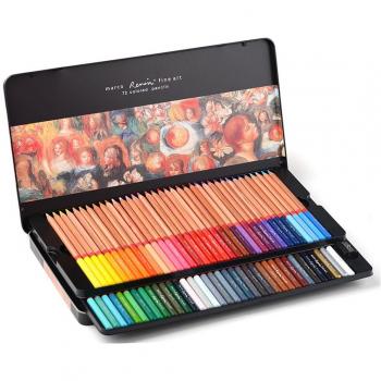 Newdoer Marco Renoir Colores óleo 72 Lápices de colores para dibujar para artistas, Dibujo con lápices de colores en caja de lata