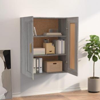 Armario de pared de madera contrachapada gris Sonoma 69,5x32,5x90 cm - Mueble de almacenaje y estantería para oficina, estudio, sala de estar y dormitorio