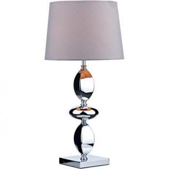 Lámpara de mesa Wickford cromo brillo 1 bombilla 53cm con pantalla redonda cónica