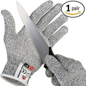 NoCry Cut Resistant Gloves with Grip Dots - High Performance Level 5 Protection, Food Grade. Size Medium, Free Ebook Included! by NoCry