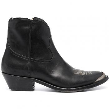 Golden Goose Women's Young Leather Cowboy Ankle Boots in Black | Size 37 (GWF00131F00048490100)