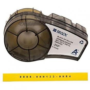 Brady M21-187-C-342-YL Yellow on Black Heat Shrink Tube Label Cartridge 0.187 in. x 7 ft