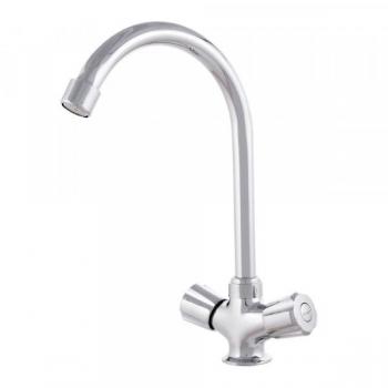 Grifo Lavabo Aleación Zinc, Cromado, Agua Caliente-Fría, Latiguillos, Caño Alto, Bimando [QLI-FA938]