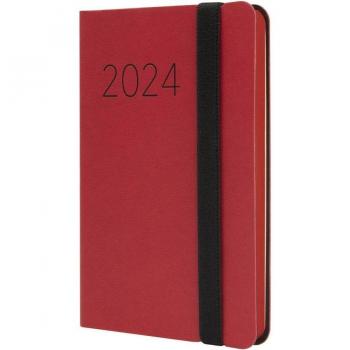 Finocam - Agenda 2024 Semana Vista Horizontal Flexi Lisa F2 Rojo Catalán Multilingüe Encuadernada 82x127mm Enero-Diciembre (12 Meses)