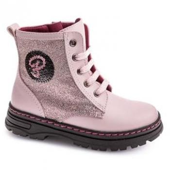 Bota Plana de Niña PABLOSKY 433975 Rosa con Cordones y Cremallera