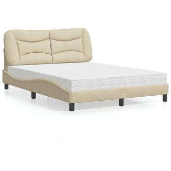 Cama con colchón de tela color crema 120x200 cm