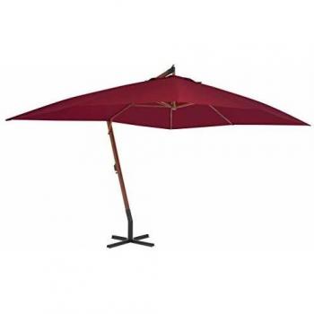 vidaXL Cantilever Garden Parasol with Wooden Pole 400x300 cm Bordeaux Red