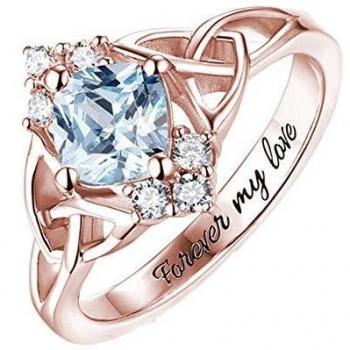 Coudf Anillo De Nudo De Piedra Natal Personalizado con 2 Nombres Texto Grabado Anillo De Banda De Plata Esterlina Aniversario De Bodas Ideas para El Día De San Valentín para Ella