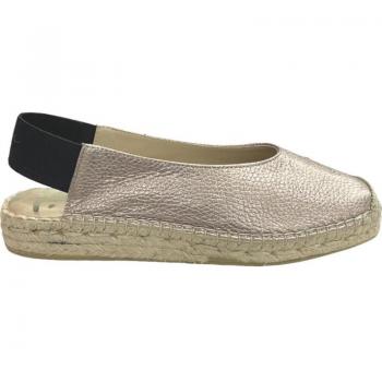 Bailarinas de Mujer Vidorreta Alpargatas Piel Planas Metalizadas Cuerda 81 Napa Metal Cuero Dali Natural Color Metal