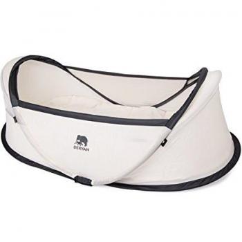 Cuna de viaje pop-up Deryan para bebé - Con mosquitera - Color crema - Ligera y compacta - Desde nacimiento hasta 1,5 años