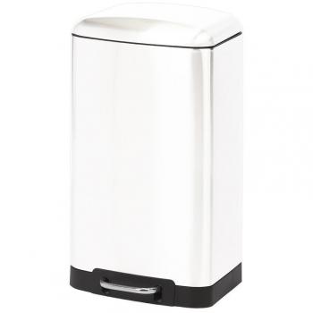 Cubo pedal rectangular metálico blanco 20L
