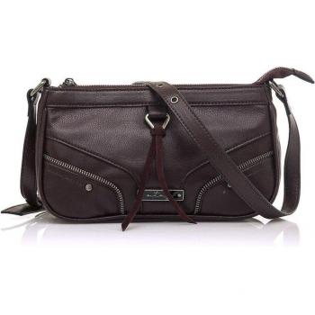 Mustang Bandolera Chop Granate para Mujer con Detalles Metalizados y Cierre de Cremallera
