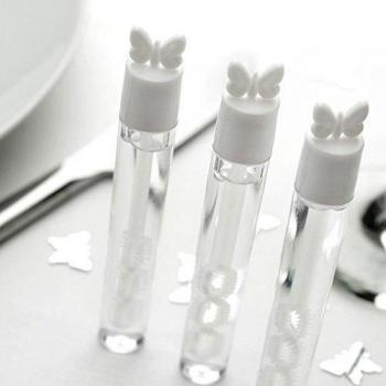 Jabón burbujas boda mariposa de varillas blanco 24 unidades - Regalos boda Give aways - Soap Bubbles Butterfly Tubes Wedding - boda de pompas mariposa de tubos weddi ngbubbles