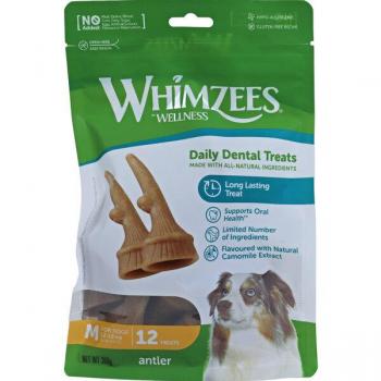 Whimzees Snacks Dentales Astas para perros medianos - 0.36 KG, 24 barritas, pack ahorro