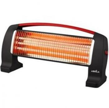 Estufa Eléctrica de Cuarzo FABRILAMP Edipo 1200W Negro/Rojo 3 Potencias Antivuelco (24x50x13cm)
