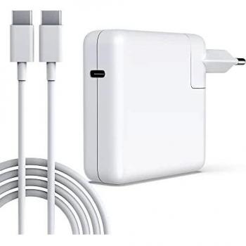 Cargador USB C MacBook Pro, Adaptador de Corriente PD de 61W USB C para MacBook Pro 16/15/13/12 Pulgadas, MacBook Air 13/12 Pulgadas 2020/2019/2018, Incluye Cable de Carga USB-C a USB-C
