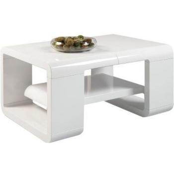 HL Design 01 - 03 - 231.1 Mandy - Mesa, X 600 X 420 cm, lacado brillante de color blanco, 40 mm de grosor, bordes redondeados, bandeja extraíble para ampliar el tamaño de la mesa.