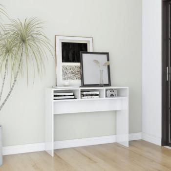 Mesa consola de madera de ingeniería 105x30x80 cm en colores Blanco, Negro y Roble Sonoma, mesa auxiliar para salón y recibidor