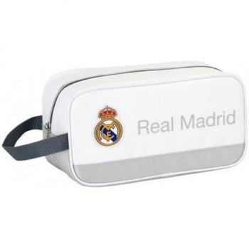 Safta 311283 Real Madrid Bolsa para Zapatos, Color Blanco y Gris