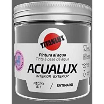 Titanlux Acualux pintura acrílica multiadherente Satinado Negro 75 ml