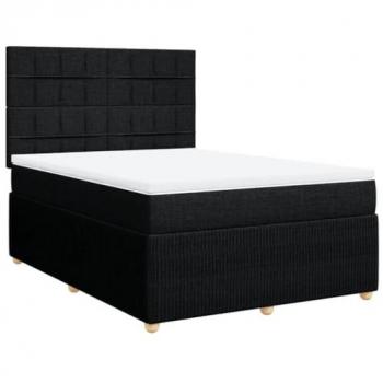 Cama box spring con colchón de muelles en tela negra 140x200 cm