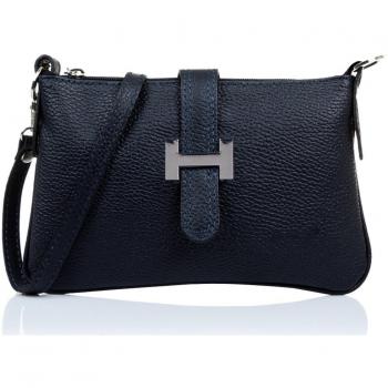 Firenze ARTEGIANI. Bolso Bandolera de Mujer Piel auténtica.Bolso Mujer Cuero Genuino. Bolso de Piel Acabado Dollaro Tacto Suave.Made IN Italy. Vera Pelle Italiana. 24x14 5x2 cm. Color: Azul Marino