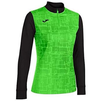 Sudadera Joma Elite VIII Mujer/niña sin capucha, color negro con verde flúor, talla 2XS