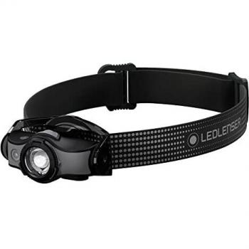 Ledlenser Linterna frontal LED para exteriores MH5, negro/gris, recargable con batería, 400 lúmenes, duración lumínica de hasta 35h, luz roja, con 1 pila AA, clip metálico, carga magnético USB