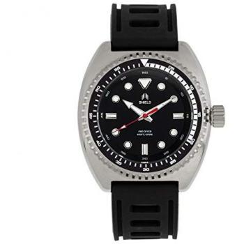 Shield Dreyer Men's Diver Strap Watch - Black and Silver Stainless Steel, One Size