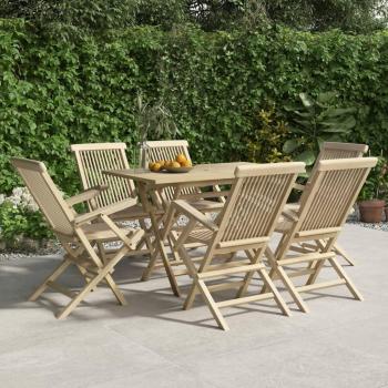 7-Piece Grey Solid Teak Wood Garden Dining Set