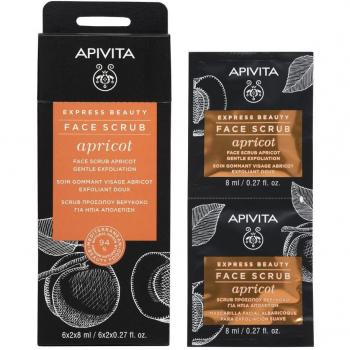Apivita Gentle Exfoliating Facial Mask - Gentle facial scrub with apricot, 2 x 8 ml