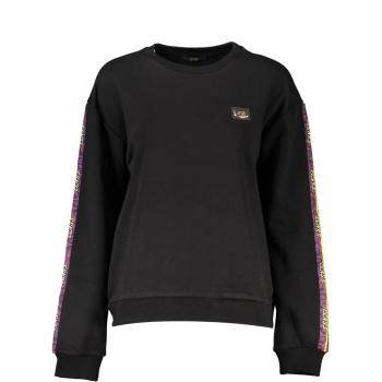 Cavalli Class Black Cotton Sweater - XXL, Sweatshirts, female, Brushed Black Cotton with Logo Print