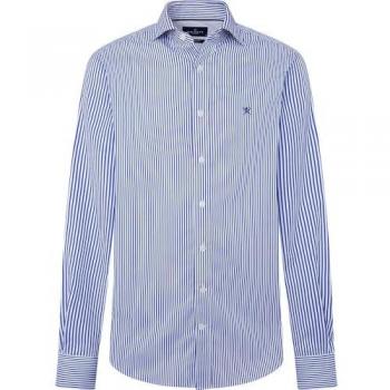 Camisa de Manga Larga Bengal Rayas Azul para Hombre - Hackett London, Casual, Algodón