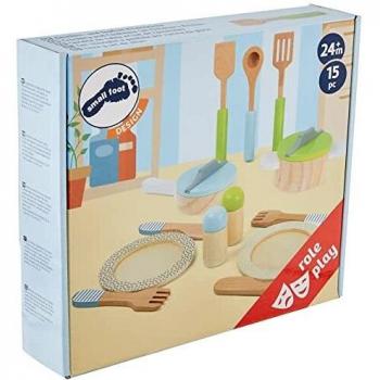 Small Foot Wooden Play Kitchen Dishware and Pot Set - Multicolor, Unisex