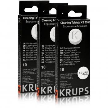 Set de 3 Pastillas de Limpieza Krups XS3000 (10 pastillas por caja) para Cafeteras Rowenta, Magimix y SEB