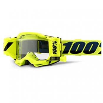 Gafas Off Road 100% Accuri 2 Forecast, características: diseño de motocross, lentes transparentes, color amarillo, unisex adulto