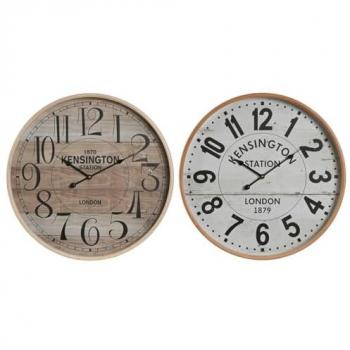 Reloj de Pared Home ESPRIT Kensington Blanco Cristal MDF 53x6 cm (2 Unidades)