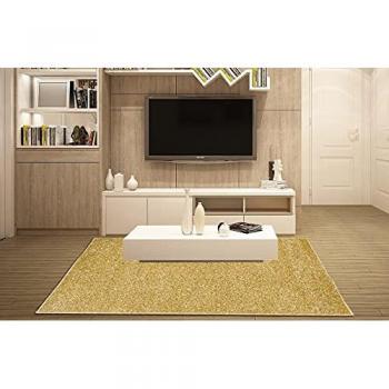 Alfombra Lisa de Pelo Corto Mabel para Salón y Dormitorio - Disponible en Varios Colores y Tamaños (70x140 cm, Color Oro-Amarillo)