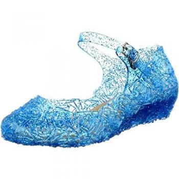 GenialES Disfraz Sandalias de Vestido con Tacón Plástico para Cumpleaños Carnaval Fiesta Cosplay Halloween Niña Azul CN27/EU25/160