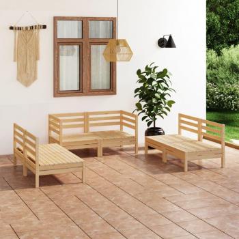 6-Piece Solid Pinewood Garden Lounge Set