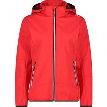 CMP Women's Water-Repellent Softshell Jacket with Hood in Tomato Red, Size L