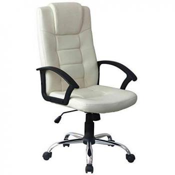 Sillón de Dirección Beige con Ruedas y Brazos Mod. HW58631