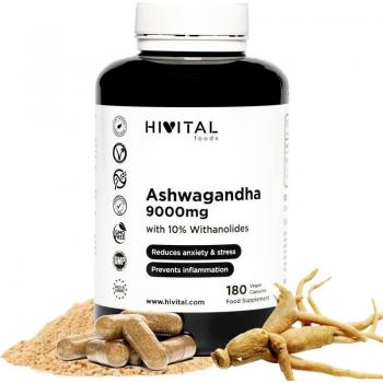 Hivital Ashwagandha 9000 mg - 180 cápsulas veganas para 6 meses