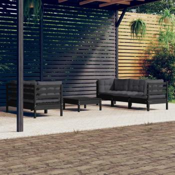 Muebles de jardín 6 pzas con cojines antracita madera de pino