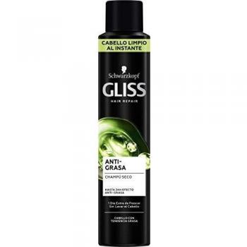 Schwarzkopf Gliss Champú seco anti-grasa, Negro - 200 ml- 24h de efecto anti-grasa, Cabello limpio al instante