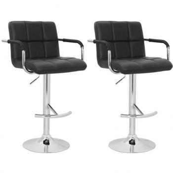 Taburete de bar con respaldo / reposabrazos de cuero negro