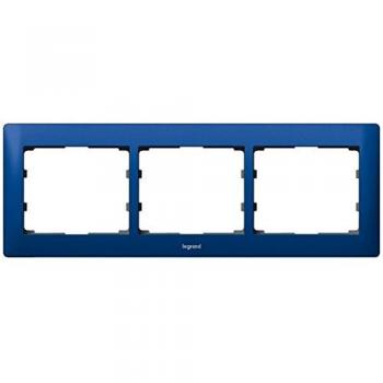 Legrand galea life - Marco 3 elementos horizontal metal galea azul magico