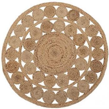 Alfombra Natural de Yute Ø 120 cm - 1 cm de grosor - Diseño Rústico Trenzado