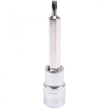 Yato YT-04321 Punta de destornillador insertable 1 pieza, compatible con llaves de cubo, acero al cromo vanadio, acabado niquelado, tamaño estándar